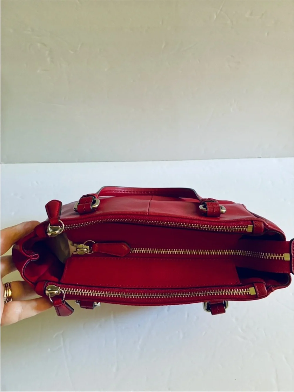 Coach Deep Red Cross Grain Leather Satchel with Strap EUC!! - Picture 10 of 14